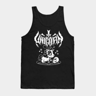 Kawaii Unicorn - Black Metal Logo - Creepy Cute Spooky Goth Tank Top